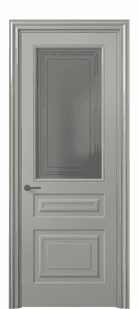 Дверь межкомнатная 8412 МНСР Серый сатин с гравировкой. Цвет Матовый нейтральный серый. Материал Гладкая эмаль. Коллекция Mascot. Картинка.