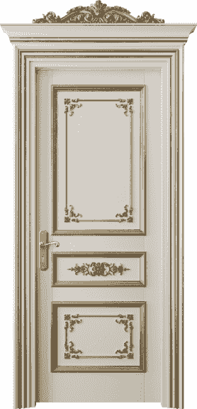 Дверь межкомнатная 6503 БОСПА. Цвет Бук облачный серый золотой антик. Материал Массив бука эмаль с патиной золото античное. Коллекция Imperial. Картинка.